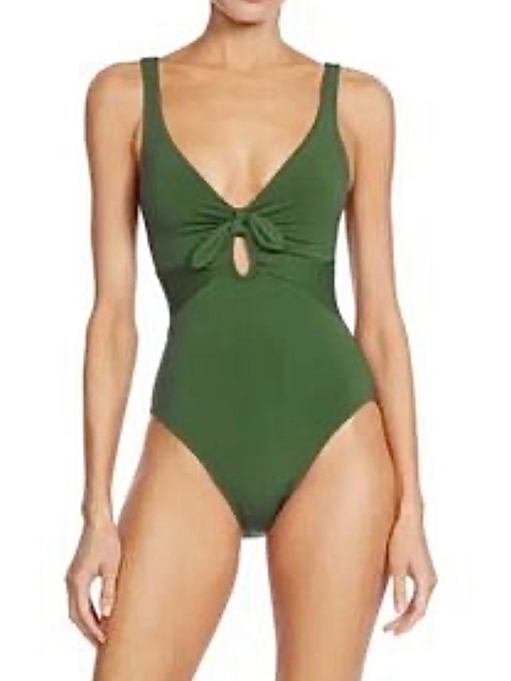 Robin Piccone Ava Front Tie One Piece Swimsuit Green Size 14
